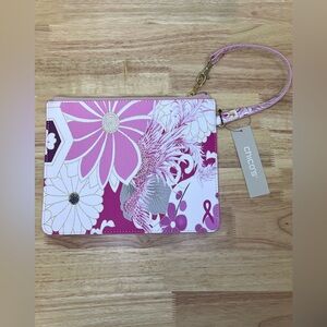 Chico’s Pink Floral Zip Pouch Wristlet NWT